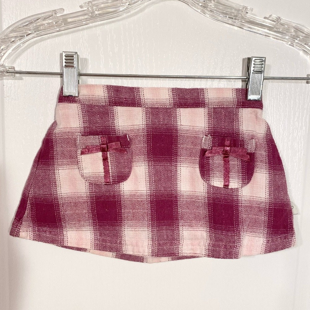 Y2K VTG Classic Pooh Plaid Skirt w/ Bloomers Burgundy Pink 24M Baby Girl